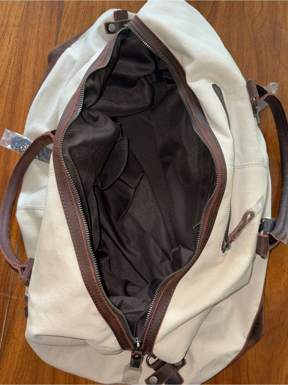 Canvas & Leather Overnight Weekender Duffle Bag NEW